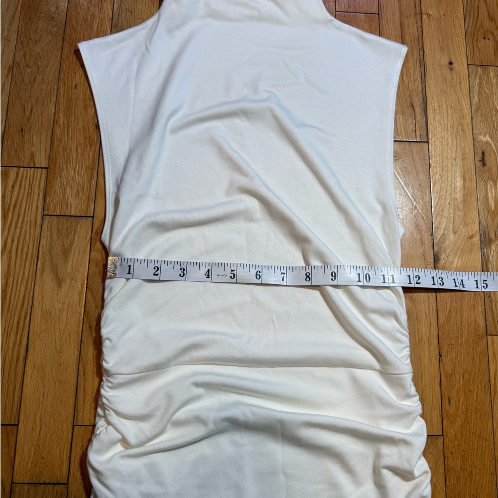 Aritzia Cream Asymmetrical Ruched Dress #602 - Picture 4 of 7